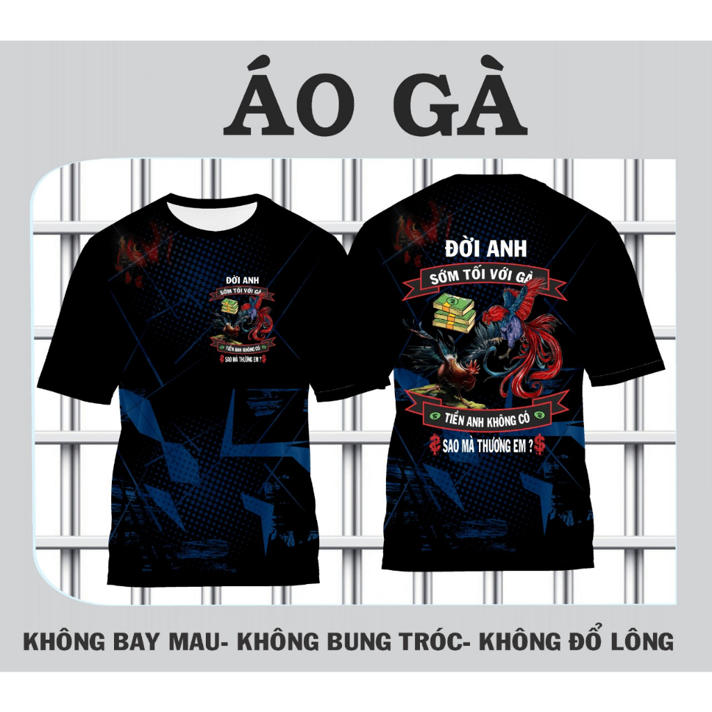 Áo thun , áo thun nam , nữ in gà chọi in full 3D in 1 măt GD03, Hàng thiết kế verity shop