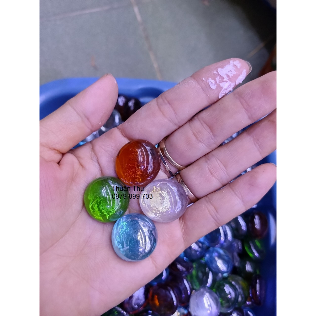 10 viên Sỏi thủy tinh trang trí decor bể cá bể, tiểu cảnh