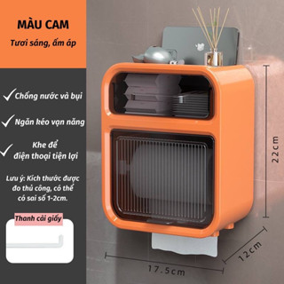 Hộp đựng giTHÔNG TIN SẢN PHẨM: Hộp đựng giấy vệ sinh dán tường trong nhà tắm có nắp che chống nước và hai ngăn đa năng đ