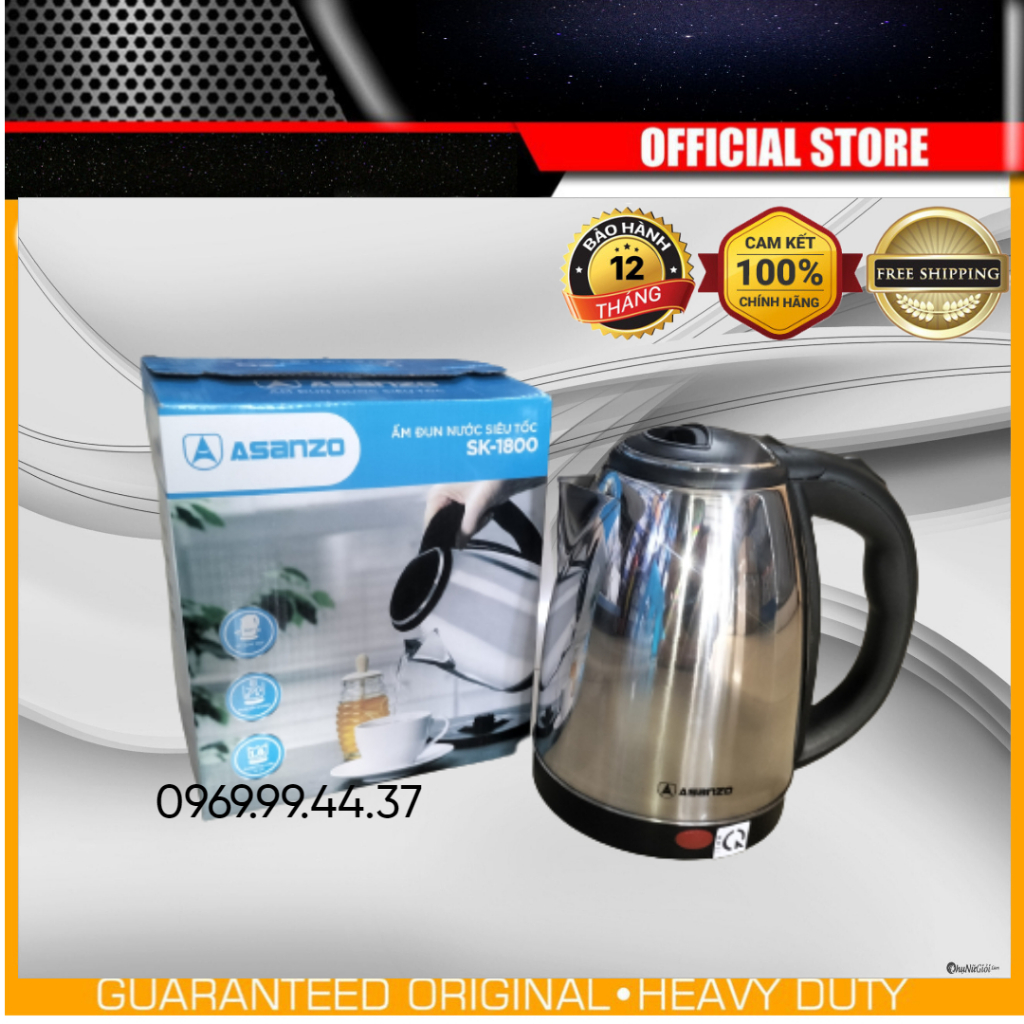 Ấm siêu tốc, ca nấu nước , bình siêu tốc Asanzo SK-1800 1.8 Lít
