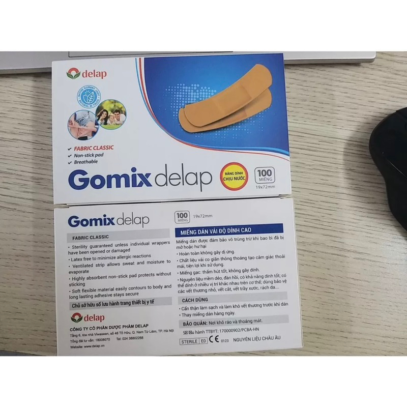 Miếng dán vết thương không thấm nước gomix delap hộp 100 miếng