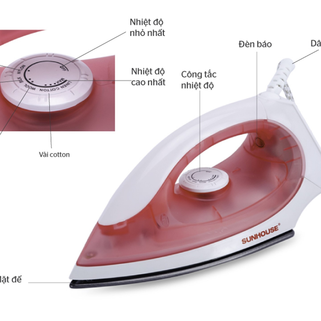 Bàn là khô SUNHOUSE SHD1072 HỒNG