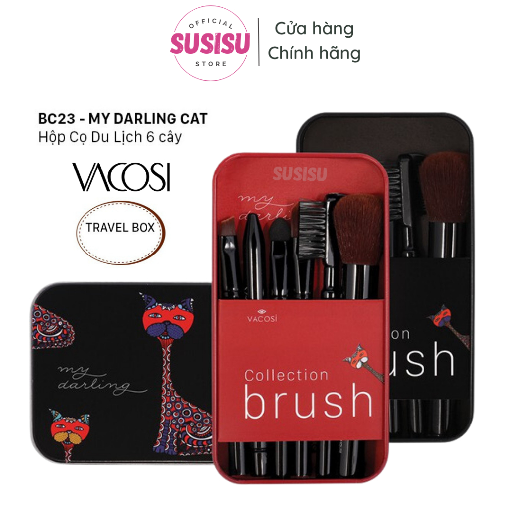 Bộ 6 cây cọ trang điểm du lịch VACOSI MY DARLING BC23