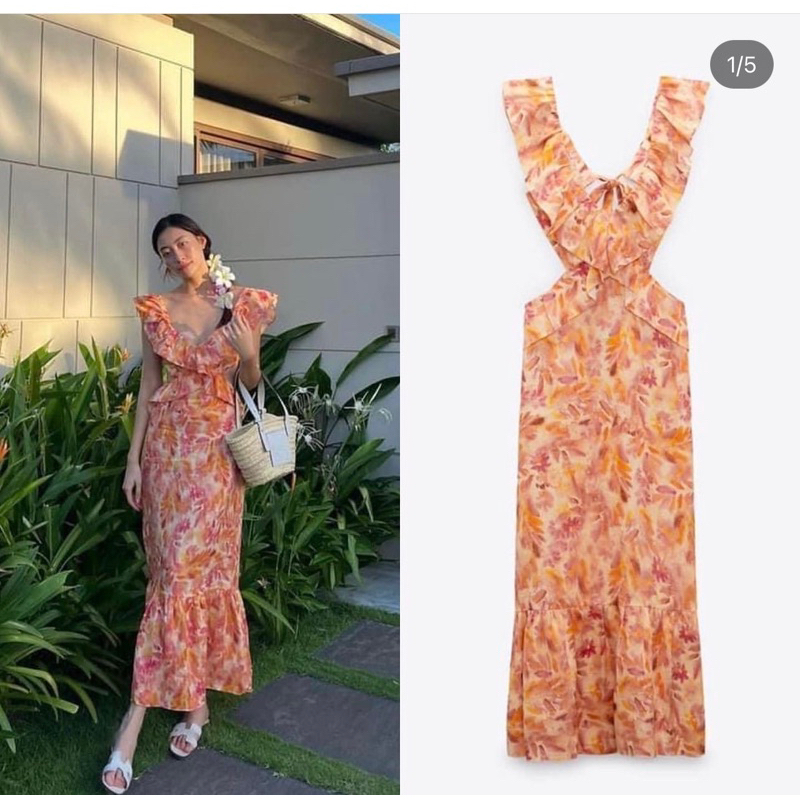 Đầm bèo cut eo dáng dài phối bèo