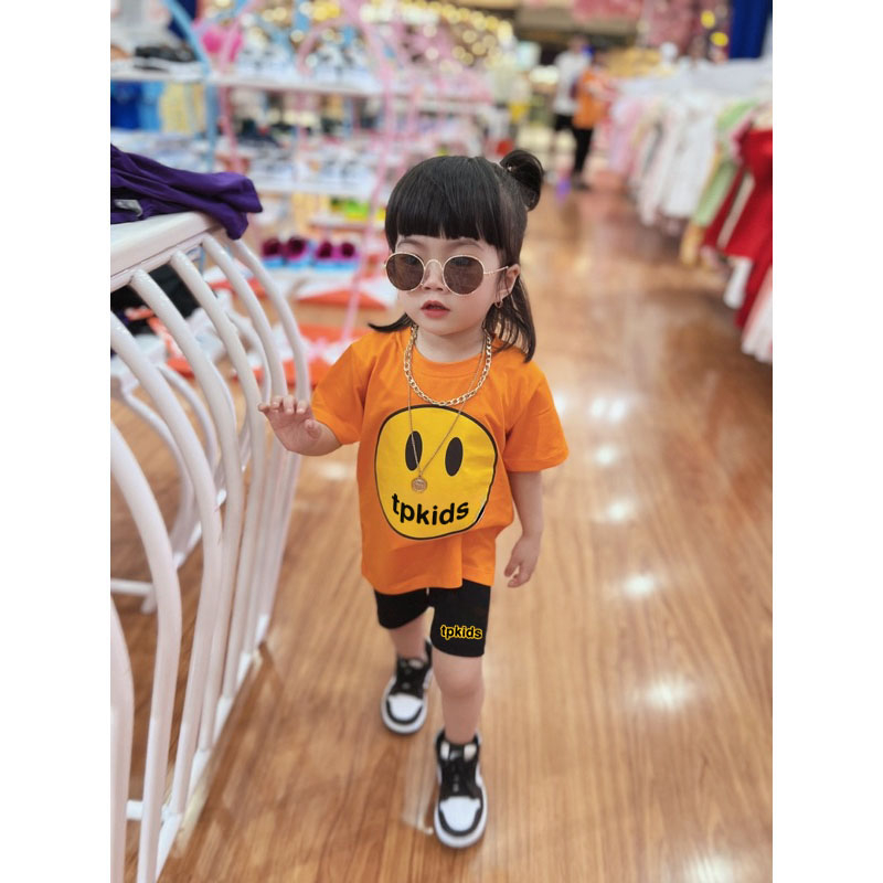 Bộ áo thun quần legging mặt cười cho bé, set áo phông trẻ em unisex, TP Kids