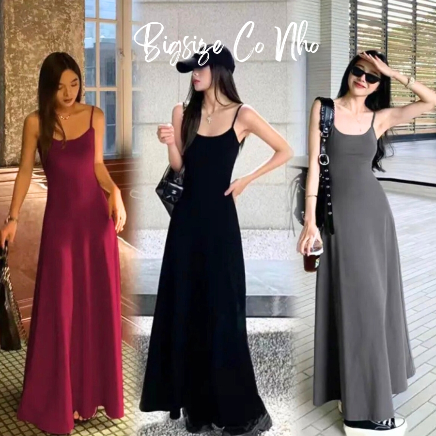 Đầm 2 dây dáng xuông bigsize nữ chất vải thun phong cách sexy khoe bờ vai trần dành cho nàng chuppy 58-95 kg G201