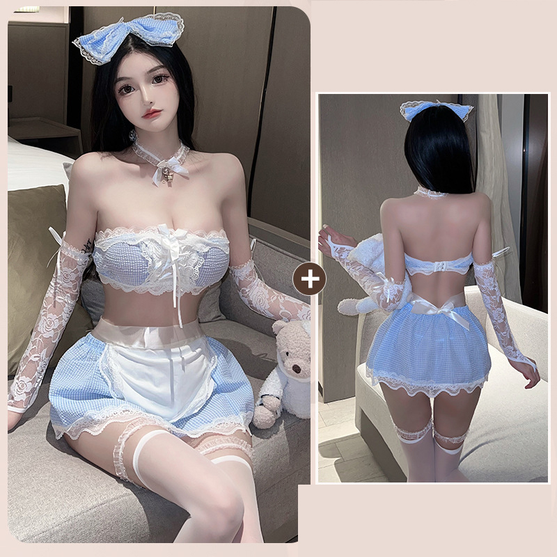Cosplay hầu gái sexy xanh caro dễ thương cao cấp set ngủ người giúp việc anime kèm phụ kiện cute gợi cảm BIKI HOUSE N373 | BigBuy360 - bigbuy360.vn