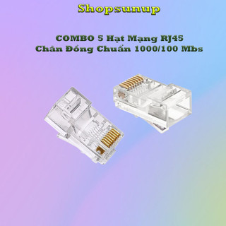 COMBO 5 Hạt Mạng RJ45 Chân Đồng Chuẩn 1000/100 Mbs
