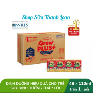 [HSD T2-2025] Thùng 48 hộp SBPS NutiFood Grow Plus+ SDD (110ml) {Đỏ}.