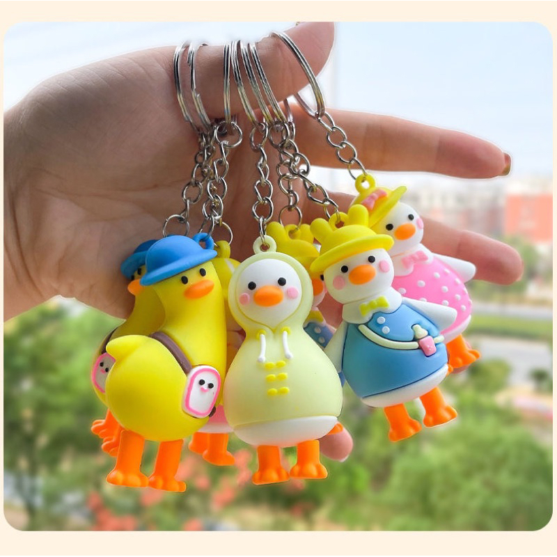 Combo 10 móc ba lô, móc khoá , móc chìa khoá , móc cặp sách , móc điện thoại, móc bình nước 4D Vịt con đáng yêu