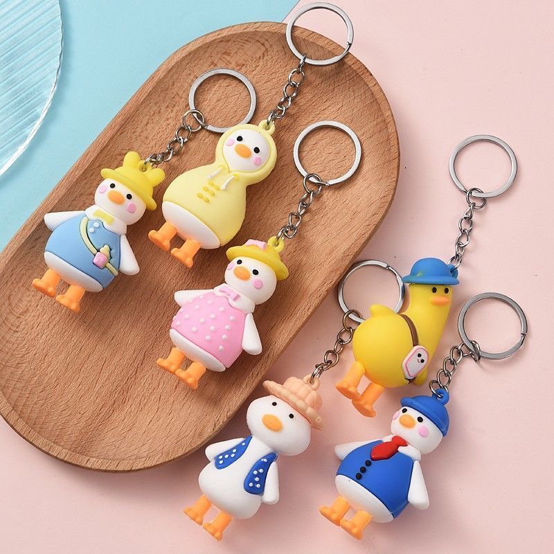 Combo 10 móc ba lô, móc khoá , móc chìa khoá , móc cặp sách , móc điện thoại, móc bình nước 4D Vịt con đáng yêu