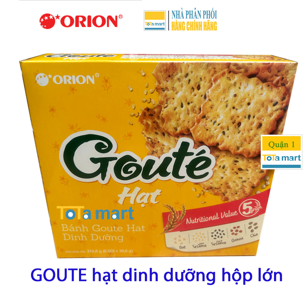 Bánh GOUTE mè / hạt dinh dưỡng hộp lớn 8 gói, hộp nhỏ 4 gói. Đã hết CTKM +2.