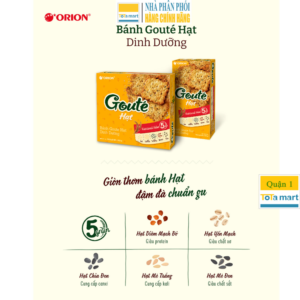 Bánh GOUTE mè / hạt dinh dưỡng hộp lớn 8 gói, hộp nhỏ 4 gói. Đã hết CTKM +2.