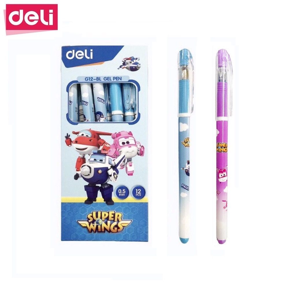 [Combo 5 chiếc] Bút gel / Bút bi nước Deli Super Wings G12 nét 0.5mm / Bút Deli G12 có ruột G34 thay