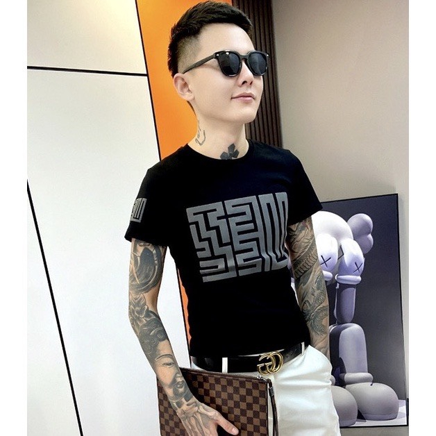 Áo thun hè tay ngắn cổ tròn,áo nam chat vải thoáng mát mềm min 2 mầu trăng đen 89 store