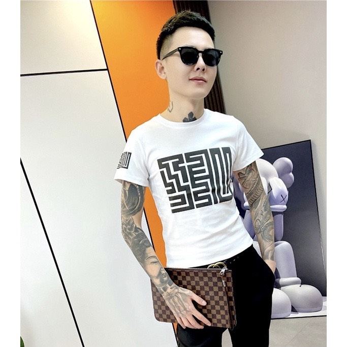 Áo thun hè tay ngắn cổ tròn,áo nam chat vải thoáng mát mềm min 2 mầu trăng đen 89 store