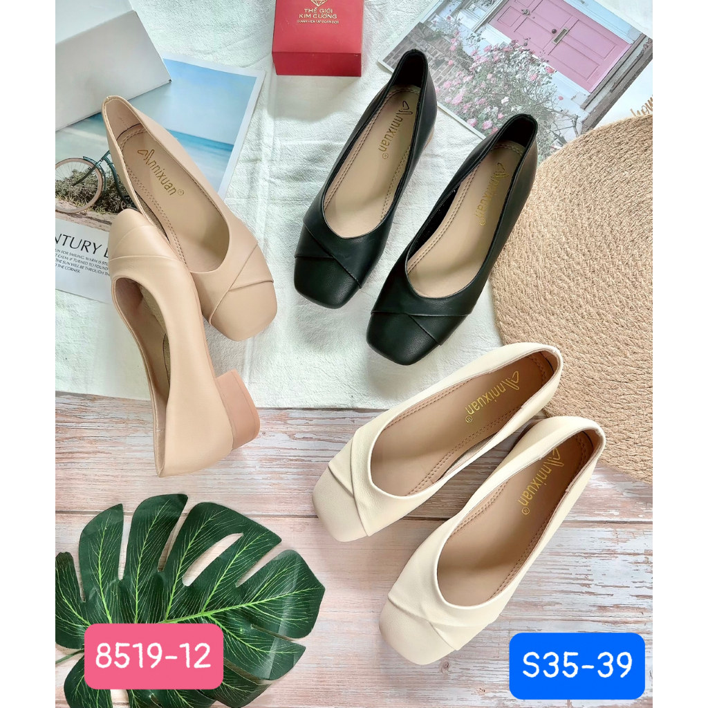 (Ảnh thật, HCM) Giày Búp Bê Nữ hàng xịn da mềm kiểu trơn đơn giản màu trắng kem, đen, nude size 35-39 mã 8519-12👠👠