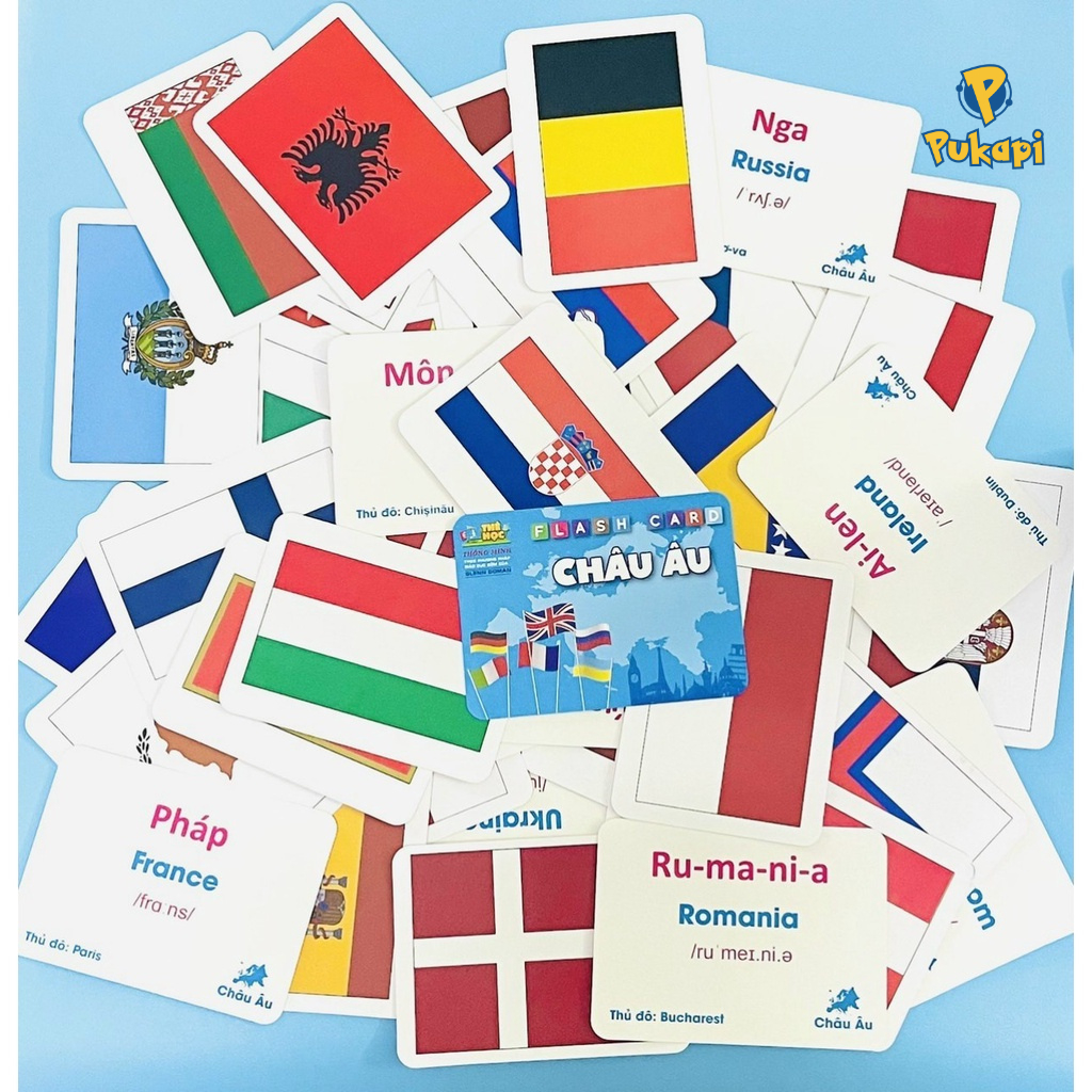 Bộ Thẻ Học Song Ngữ Quốc Kỳ 175 Nước Trên Thế Giới Flash Card Cờ Các Nước Thẻ Học Song Ngữ Tên Quốc Gia PUKAPI