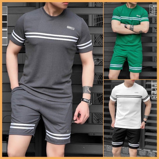 Bộ thể thao chất vải xốp thái UMI co giãn 4 chiều, sét đồ bộ nam thiết kế phối kẻ ngang phong cách trẻ trung