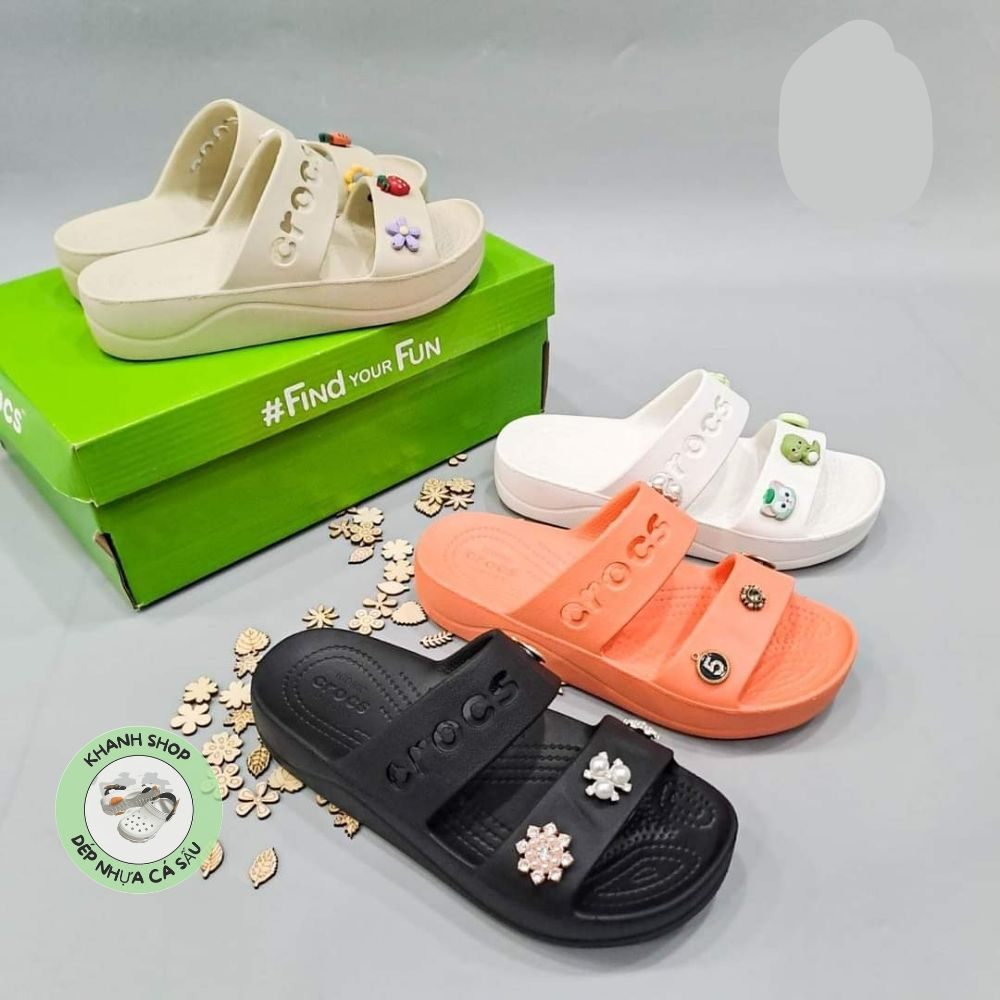 DÉP LÊ BAYA CHỮ CROSS CLASSIC ĐẾ CAO 3CM CHO NỮ CÓ 3 MÀU TẶNG 10 STIC