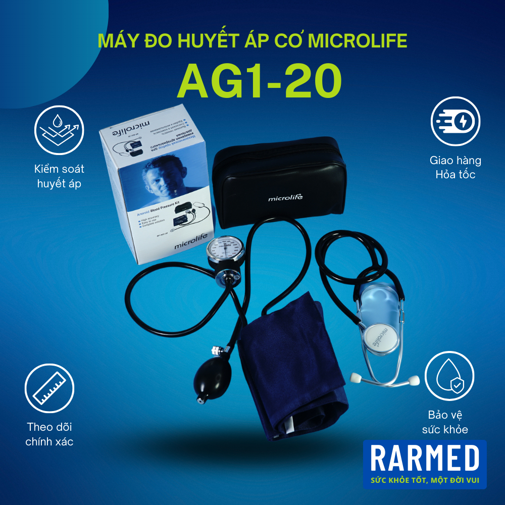 Máy đo huyết áp cơ Microlife AG1-20 gồm bộ đo và ống nghe huyết áp