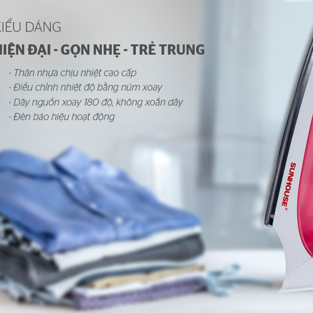 Bàn là khô SUNHOUSE SHD1072 HỒNG