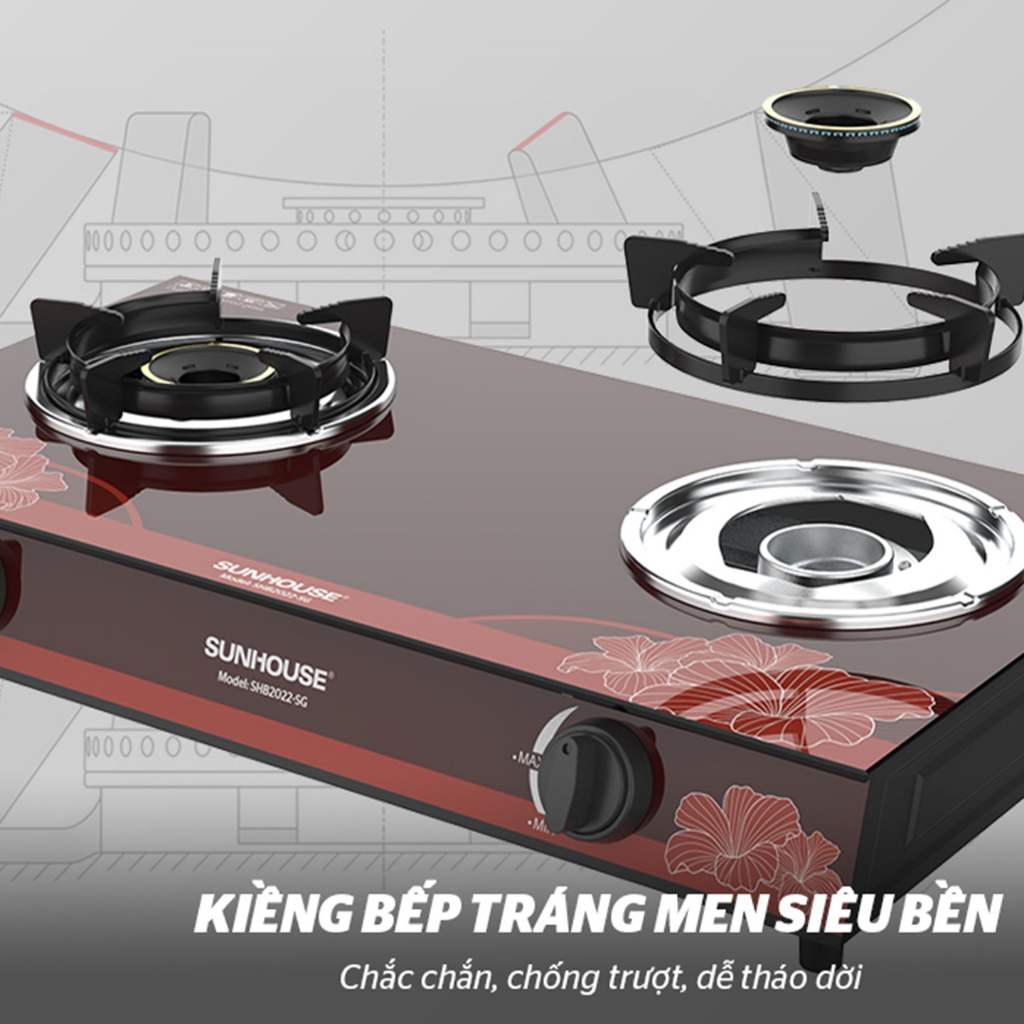 Bếp gas dương kính SUNHOUSE SHB2022-SG