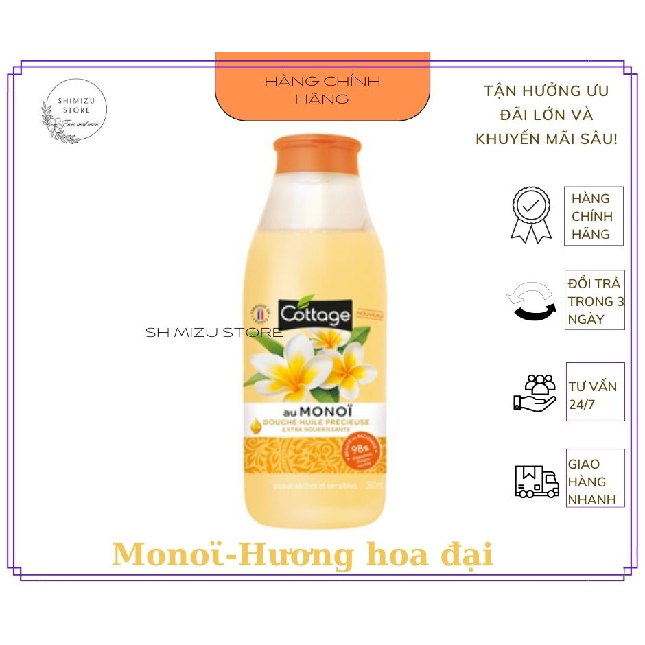 Sữa tắm dưỡng da Cottage extra Gel đậm đặc thơm lâu 560ml - bản Pháp - Shimizu Store