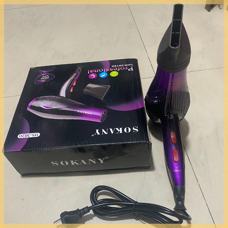 Máy Sấy Tóc Cao Cấp SOKANY 3820 - Máy Sấy Chuyên Dụng, Công Suất 2600W