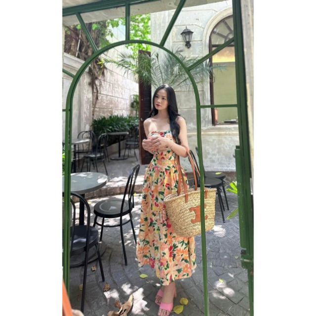 Đầm Cúp Ngực Hoa Maxi