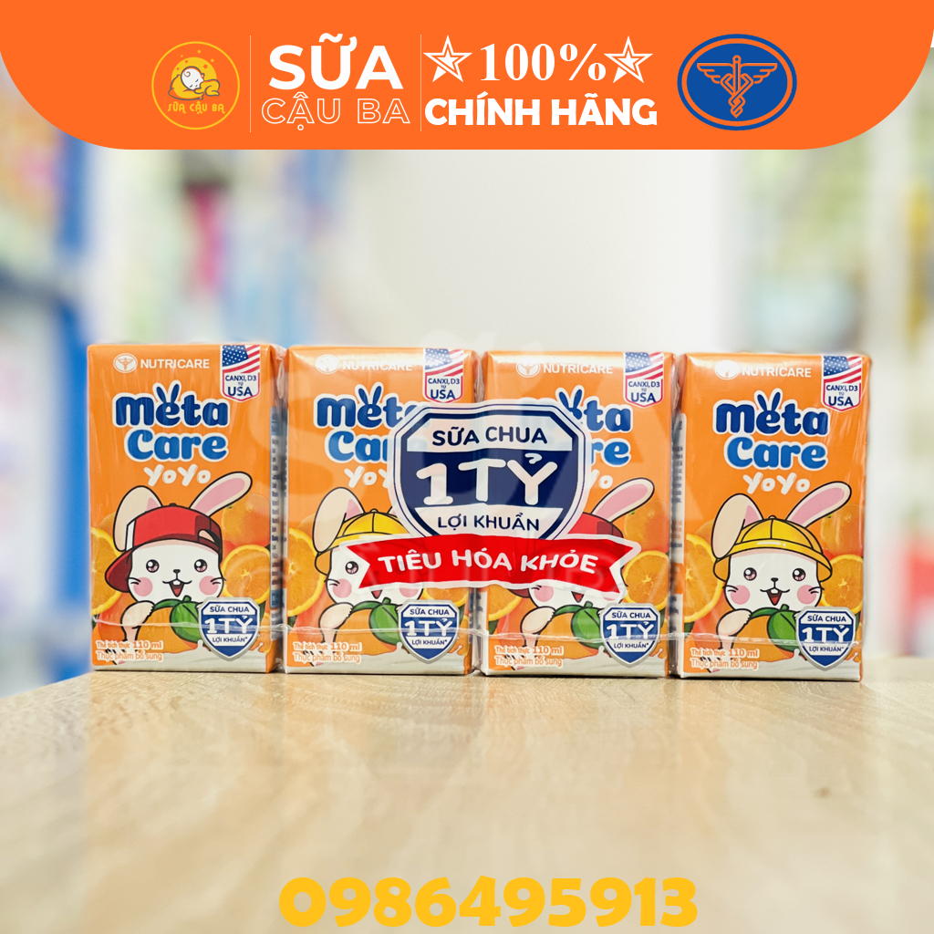 DATE MỚI Thùng sữa nước trái cây Metacare YoYo (vị cam) dinh dưỡng cho trẻ thấp còi