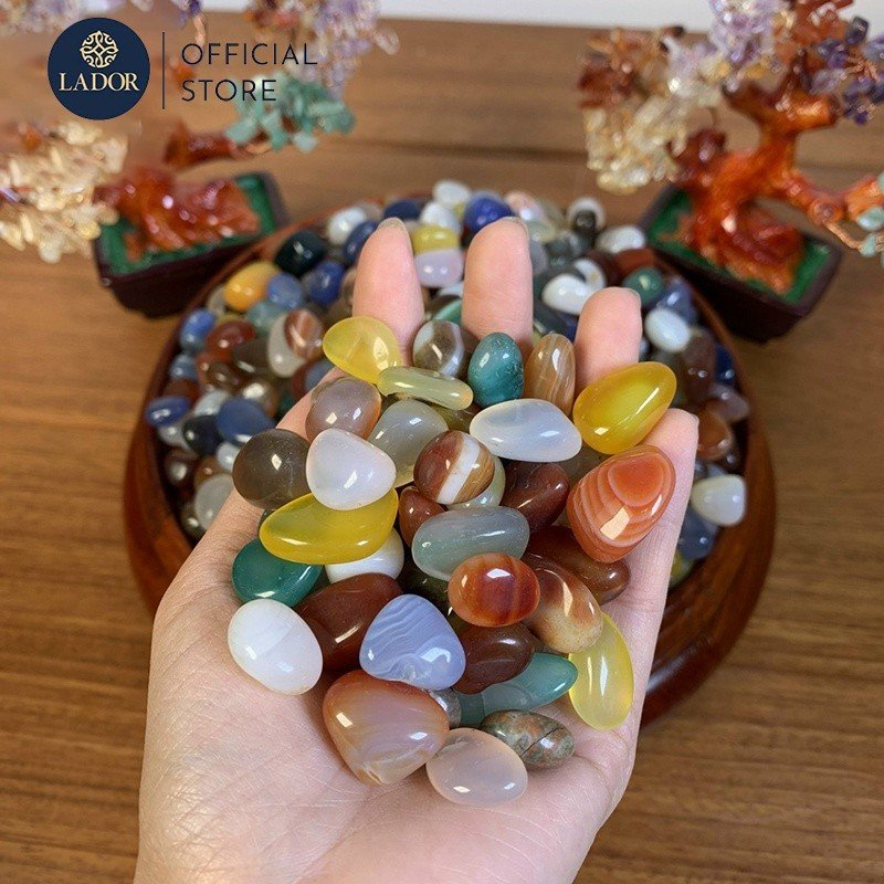 Sỏi mã não mài bóng - Đá sỏi trang trí bể cá - Trang trí chậu cây 0.8-1.2 cm Lador Jeweldy