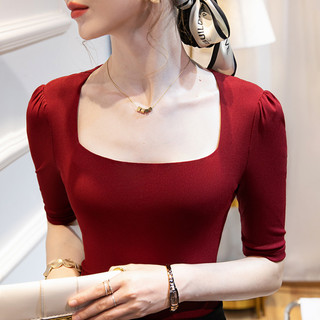 Áo Thun Nữ Lỡ Tay Cổ Vuông (5.9) Dáng Body Phong Cách Hàn Quốc