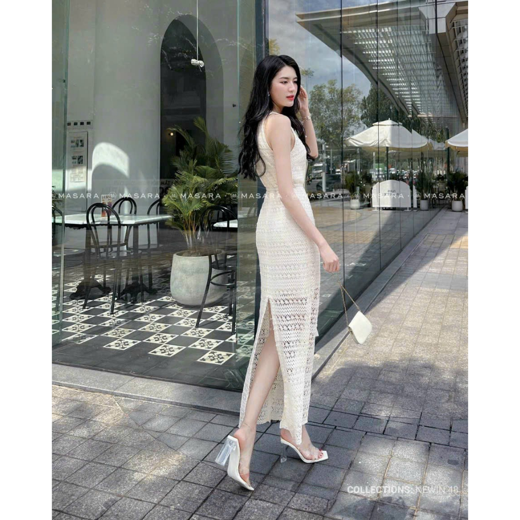 Váy ren sẻ sau siêu sang chảnh dáng dài 2 lớp