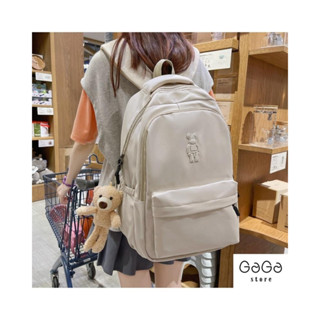  Balo đi học thời trang unisex phong cách hàn quốc basic trơn nhiều ngăn tem hình gấu B408 gaga store 