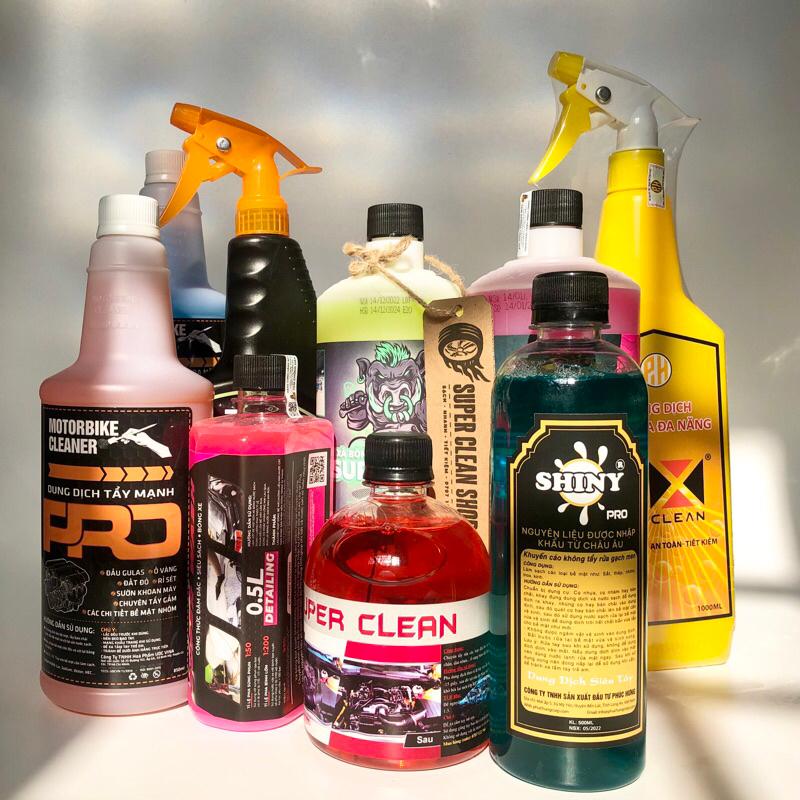 Dung dịch tẩy rửa không chạm Shiny Pro tẩy rửa ĐẦU BÒ, LỐC MÁY, KHOANG MÁY Ô TÔ XE MÁY SIÊU SẠCH