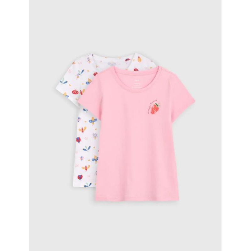 Pack 2 áo phông cotton cộc tay bé gái Canifa