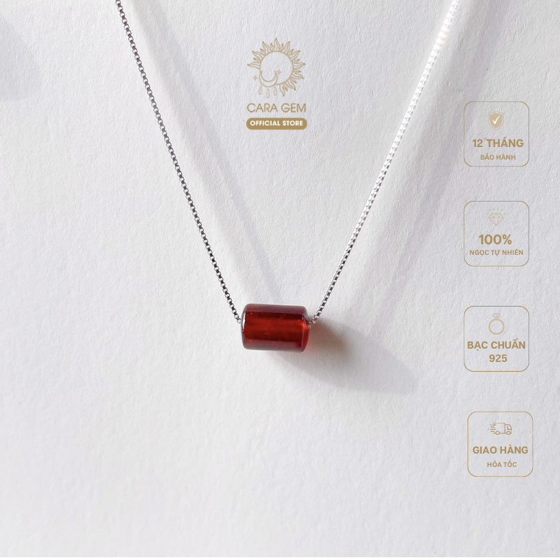 Dây chuyền bạc nữ lu thống đá Garnet thiên nhiên Cara Gem DC1