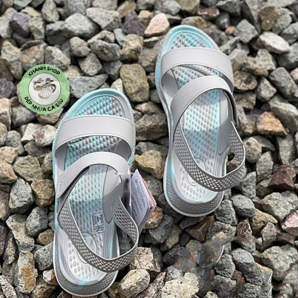 Sandal Literide 360 nhựa tế bào êm, đi biển mềm, dẻo, đi mưa, lội nước, màu Ghi Xanh