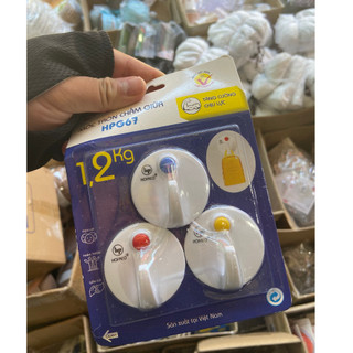Móc dán tường HOFACO - Móc tròn chấm giữa HPG67 – Móc dán dính tường chịu lực siêu tiện lợi