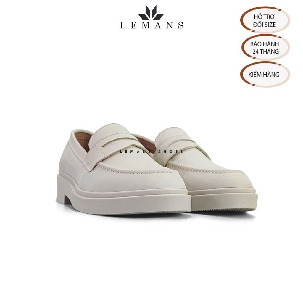 Giày Loafer da Nubuck Tan LEMANS PL01N, đế tan hạt kim cương tăng cao 4cm khuôn độc quyền Bảo hành chính hãng 24 tháng