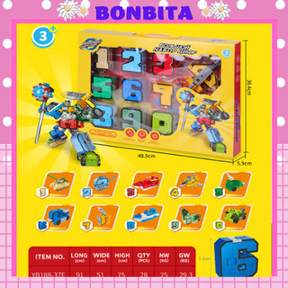 Bộ chữ số robot biến hình lắp ráp cho bé