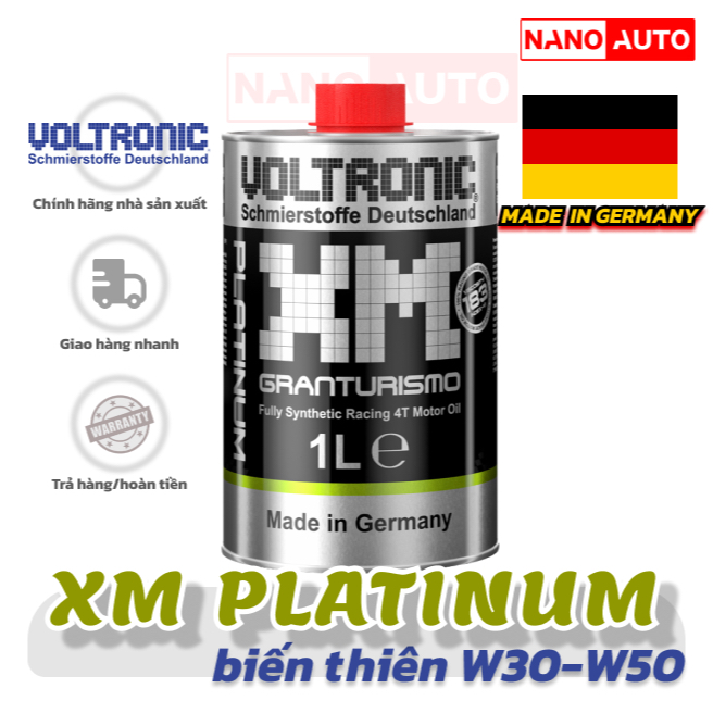 Nhớt máy số, xe moto biến thiên cao cấp Voltronic Xm Platinum Edition 1000ml, nhập khẩu Đức, 100% tổng hợp