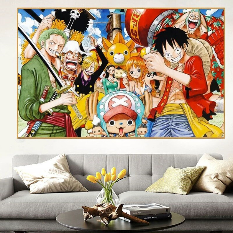 (chưa thêu) Tranh thêu chữ thập chỉ lụa hoạt hình One Piece đảo hải tặc 237