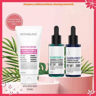 [Chính hãng]Combo loại bỏ mụn thâm dưỡng trắng da chống lão hóa Detox blanc