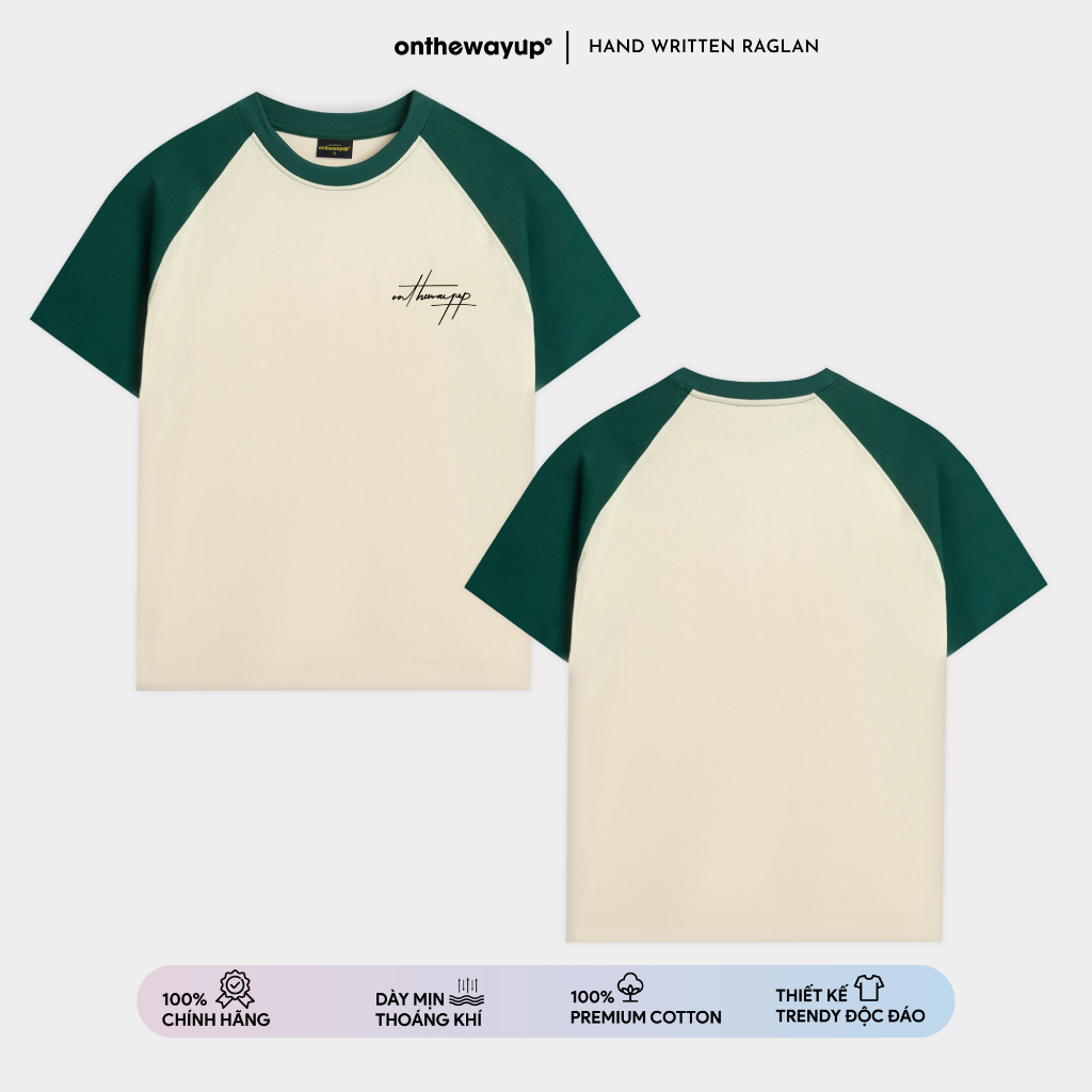 Áo thun Raglan ONTHEWAYUP Local Brand Nam Nữ HandWritten 100% Premium Cotton