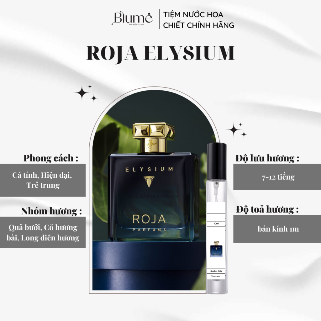 Nước hoa NAM ROJA ELYSIUM mùi sang trọng - Blume Tiệm Nước Hoa