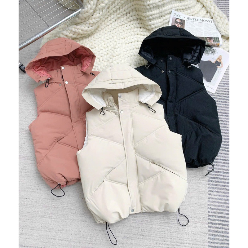 Áo phao ghile có mũ