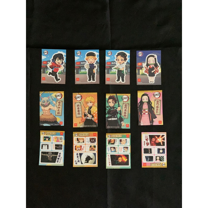 Combo nhãn dán/sticker Mc Donald Nezuko/Zenitsu/Tanjirou/Inosuke Demon Slayer chính hãng