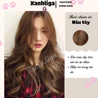 thuốc nhuộm tóc màu nâu tây + tặng oxy trợ dưỡng